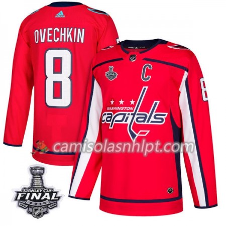 Camisola Washington Capitals Alex Ovechkin 8 2018 Stanley Cup Final Patch Adidas Vermelho Authentic - Homem